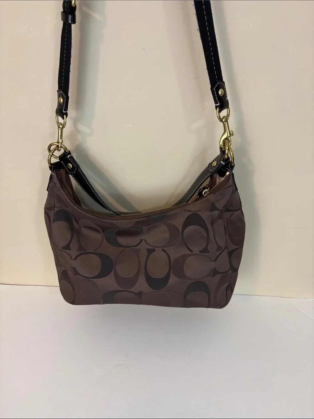 Vintage Coach Brown Signature Hobo Convertible Shoulder Bag